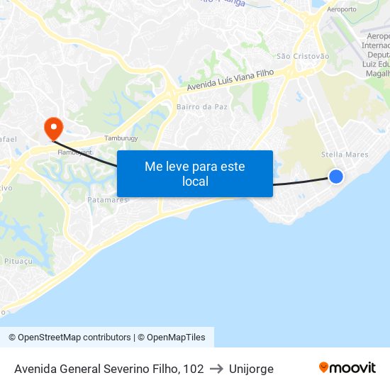 Avenida General Severino Filho, 102 to Unijorge map