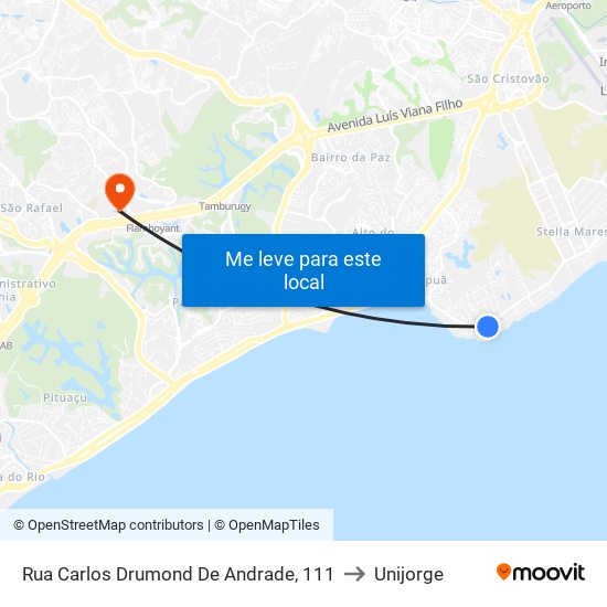 Rua Carlos Drumond De Andrade, 111 to Unijorge map