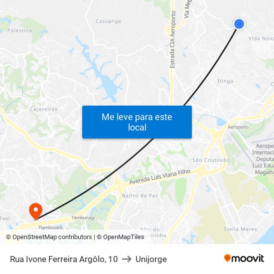 Rua Ivone Ferreira Argôlo, 10 to Unijorge map