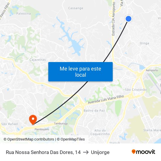 Rua Nossa Senhora Das Dores, 14 to Unijorge map