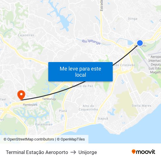Terminal Estação Aeroporto to Unijorge map