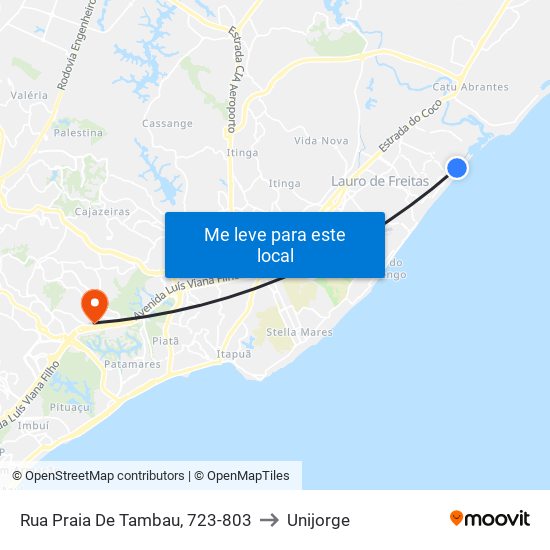 Rua Praia De Tambau, 723-803 to Unijorge map