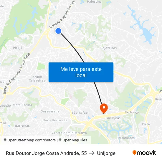Rua Doutor Jorge Costa Andrade, 55 to Unijorge map