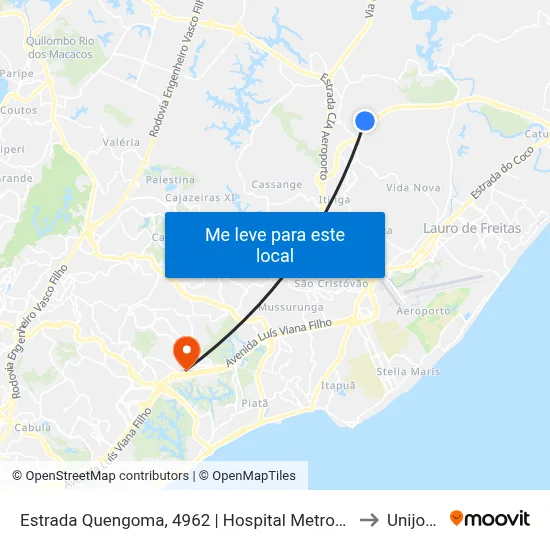 Estrada Quengoma, 4962 | Hospital Metropolitano to Unijorge map