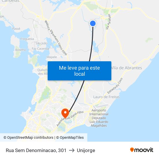 Rua Sem Denominacao, 301 to Unijorge map