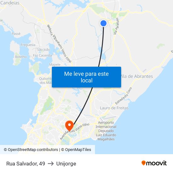 Rua Salvador, 49 to Unijorge map