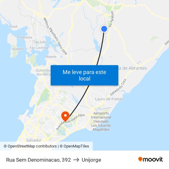 Rua Sem Denominacao, 392 to Unijorge map