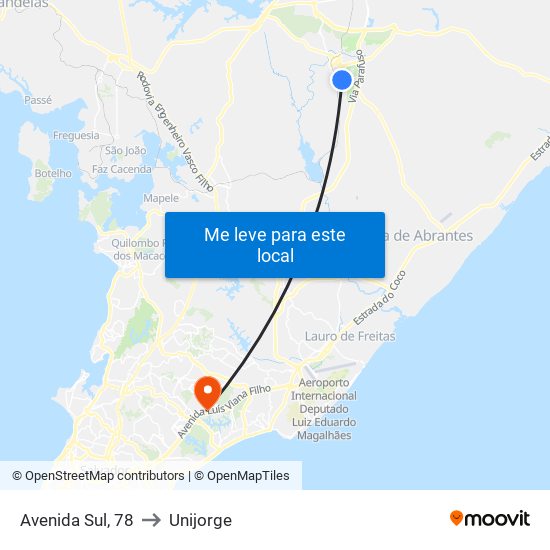 Avenida Sul, 78 to Unijorge map
