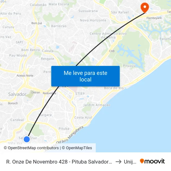 R. Onze De Novembro 428 - Pituba Salvador - Ba 40301-155 Brasil to Unijorge map