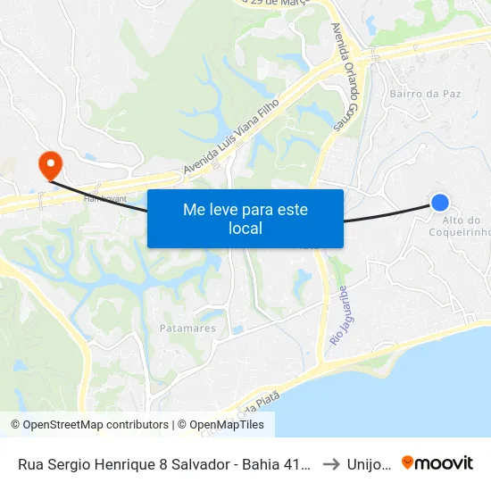 Rua Sergio Henrique 8 Salvador - Bahia 41630 Brasil to Unijorge map