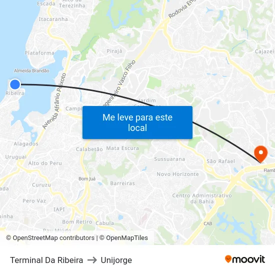 Terminal Da Ribeira to Unijorge map