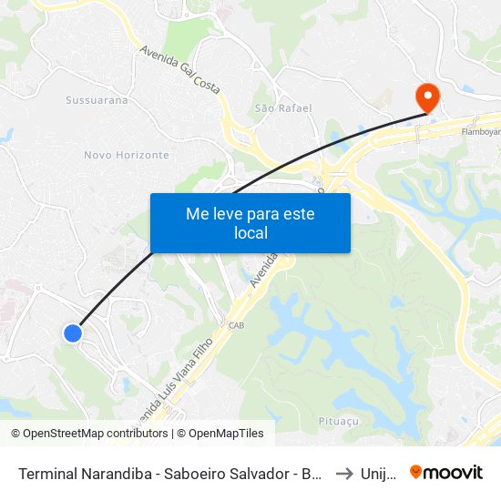 Terminal Narandiba - Saboeiro Salvador - Ba 41180-420 Brasil to Unijorge map