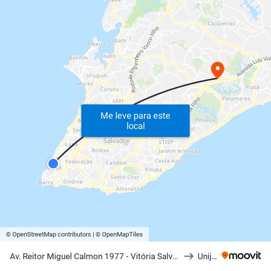 Av. Reitor Miguel Calmon 1977 - Vitória Salvador - Ba 40301-155 Brasil to Unijorge map