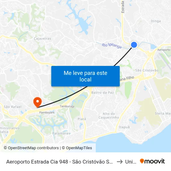 Aeroporto Estrada Cia 948 - São Cristóvão Salvador - Ba 41510-000 Brasil to Unijorge map