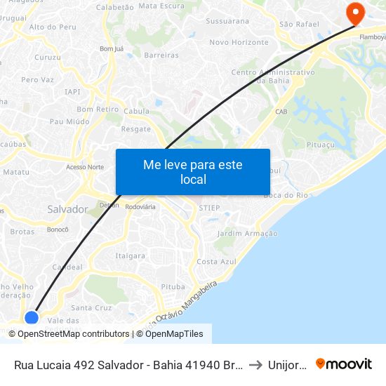 Rua Lucaia 492 Salvador - Bahia 41940 Brasil to Unijorge map