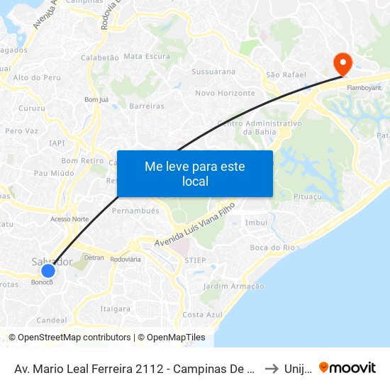 Av. Mario Leal Ferreira 2112 - Campinas De Brotas Salvador - Ba Brasil to Unijorge map