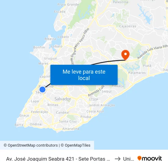 Av. José Joaquim Seabra 421 - Sete Portas Salvador - Ba 40025-000 Brasil to Unijorge map