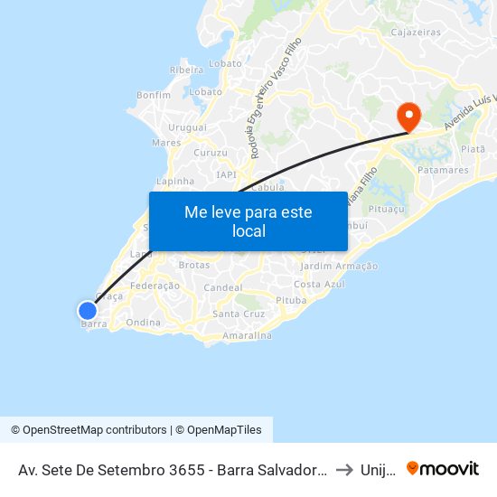 Av. Sete De Setembro 3655 - Barra Salvador - Ba 40140-110 Brasil to Unijorge map