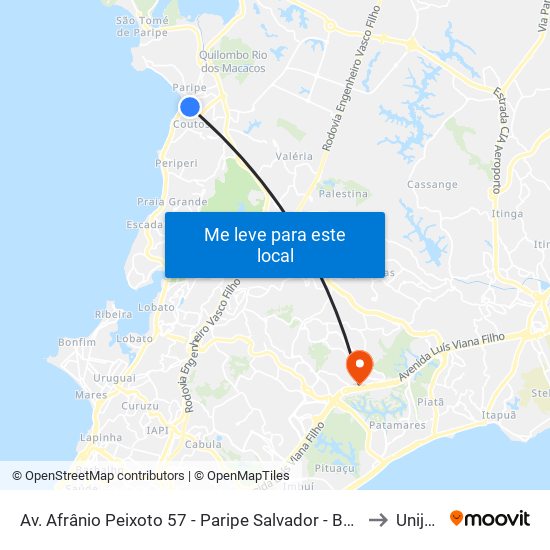 Av. Afrânio Peixoto 57 - Paripe Salvador - Ba 40800-866 Brasil to Unijorge map