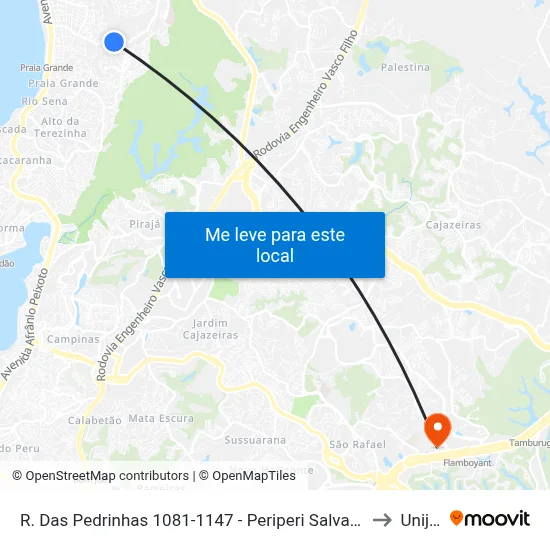 R. Das Pedrinhas 1081-1147 - Periperi Salvador - Ba 40750-276 Brasil to Unijorge map