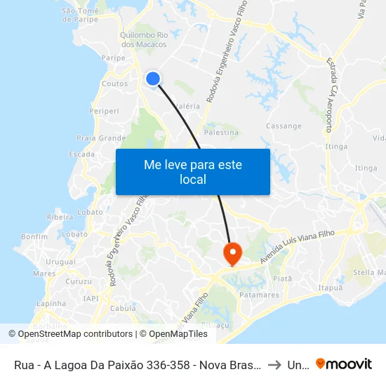 Rua - A Lagoa Da Paixão 336-358 - Nova Brasília De Valéria Salvador - Ba 41307-245 Brasil to Unijorge map