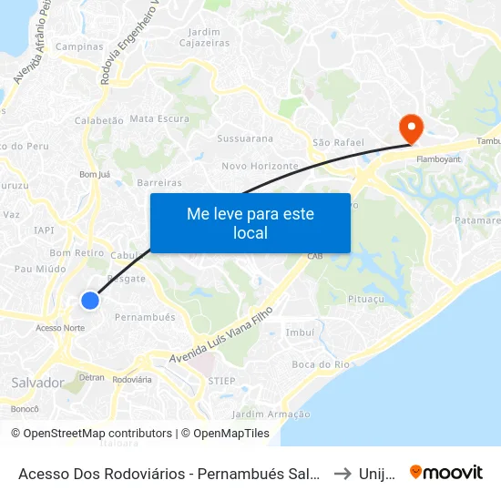Acesso Dos Rodoviários - Pernambués Salvador - Ba Brasil to Unijorge map