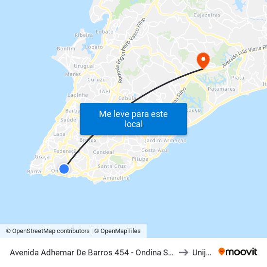 Avenida Adhemar De Barros 454 - Ondina Salvador - Ba Brasil to Unijorge map