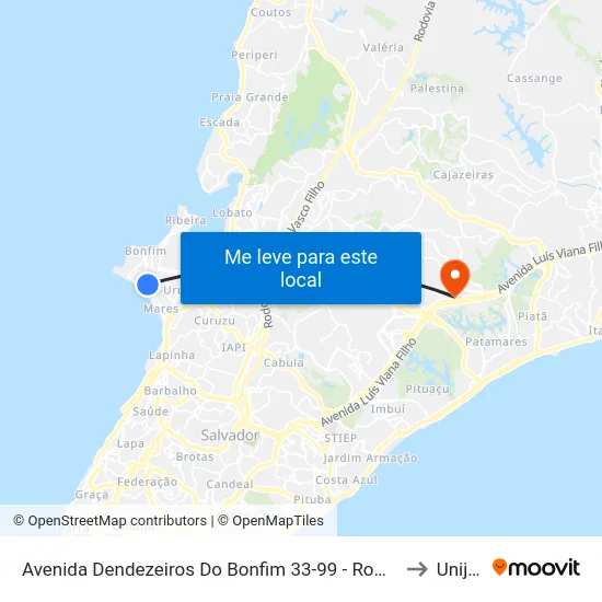 Avenida Dendezeiros Do Bonfim 33-99 - Roma Salvador - Ba Brasil to Unijorge map