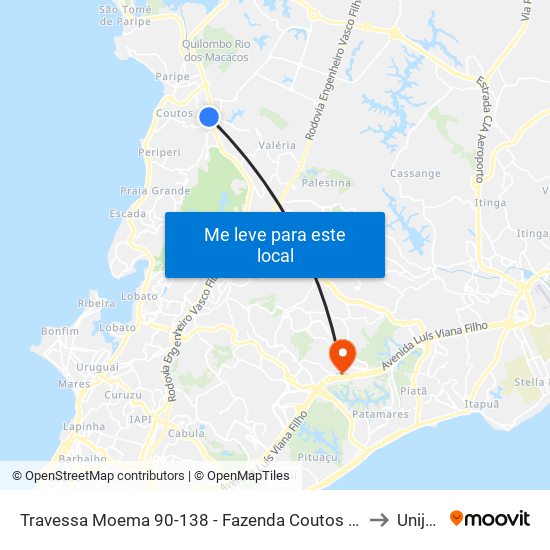 Travessa Moema 90-138 - Fazenda Coutos Salvador - Ba Brasil to Unijorge map