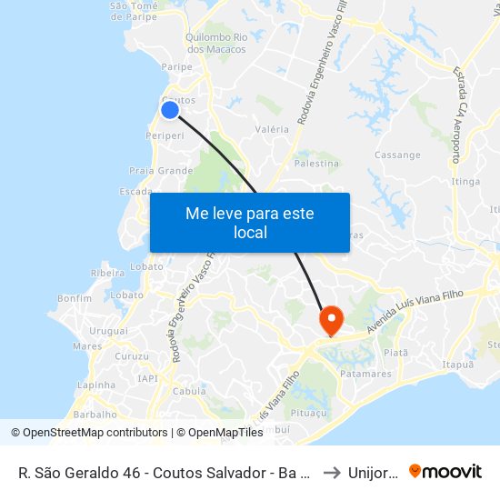 R. São Geraldo 46 - Coutos Salvador - Ba Brasil to Unijorge map