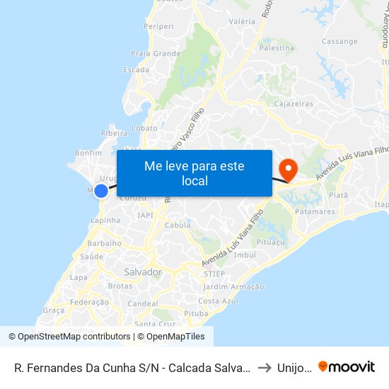R. Fernandes Da Cunha  S/N - Calcada Salvador - Ba Brasil to Unijorge map
