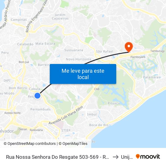 Rua Nossa Senhora Do Resgate 503-569 - Resgate Salvador - Ba Brasil to Unijorge map