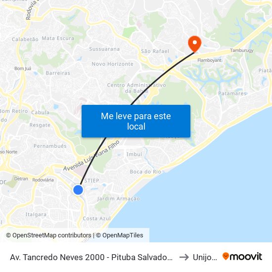 Av. Tancredo Neves 2000 - Pituba Salvador - Ba Brasil to Unijorge map