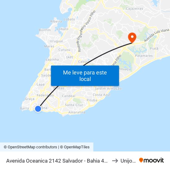 Avenida Oceanica 2142 Salvador - Bahia 40170 Brasil to Unijorge map