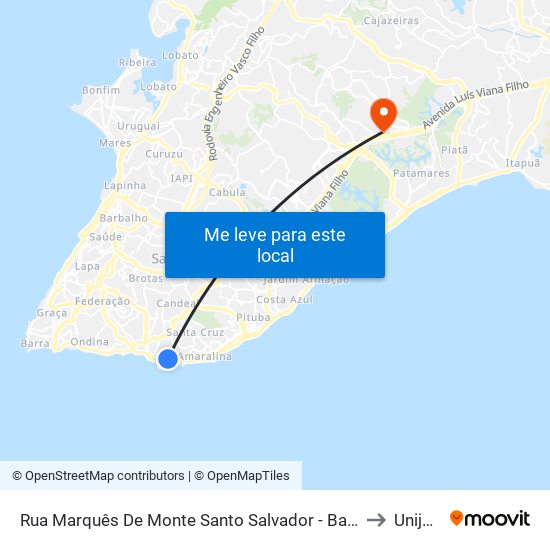 Rua Marquês De Monte Santo Salvador - Bahia 41940 Brasil to Unijorge map
