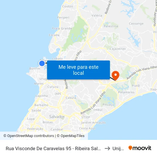 Rua Visconde De Caravelas 95 - Ribeira Salvador - Ba Brasil to Unijorge map