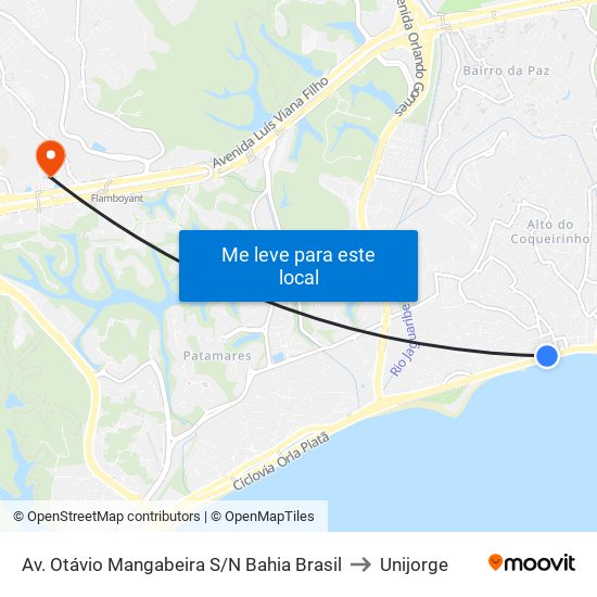 Av. Otávio Mangabeira S/N Bahia Brasil to Unijorge map