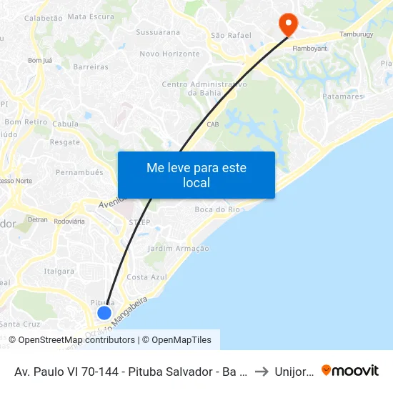 Av. Paulo VI 70-144 - Pituba Salvador - Ba Brazil to Unijorge map