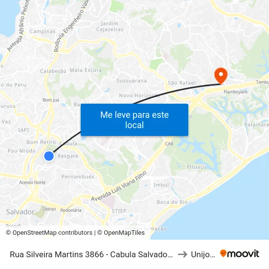 Rua Silveira Martins 3866 - Cabula Salvador - Ba Brasil to Unijorge map