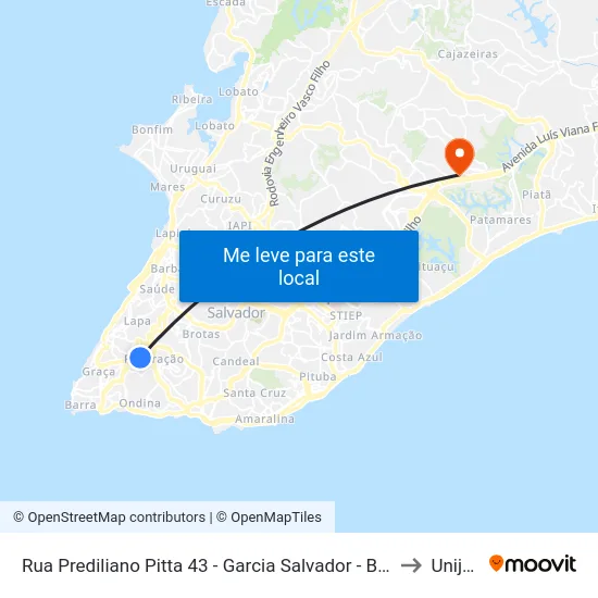 Rua Prediliano Pitta 43 - Garcia Salvador - Ba 40100-200 Brasil to Unijorge map