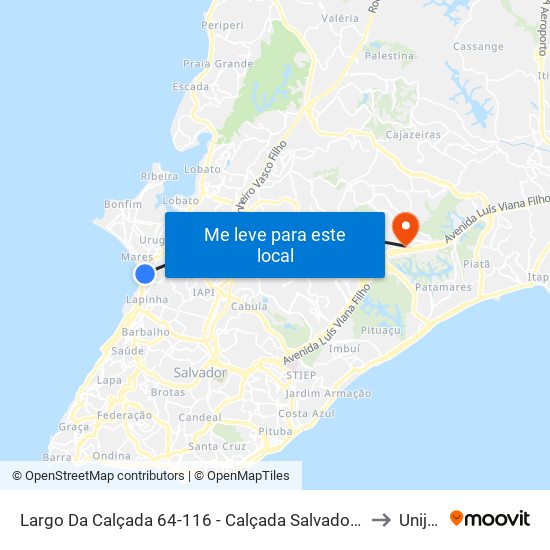 Largo Da Calçada 64-116 - Calçada Salvador - Ba 40411-366 Brazil to Unijorge map