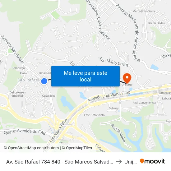 Av. São Rafael 784-840 - São Marcos Salvador - Ba 41253-190 Brasil to Unijorge map