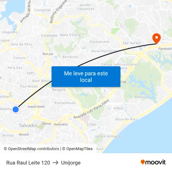 Rua Raul Leite 120 to Unijorge map