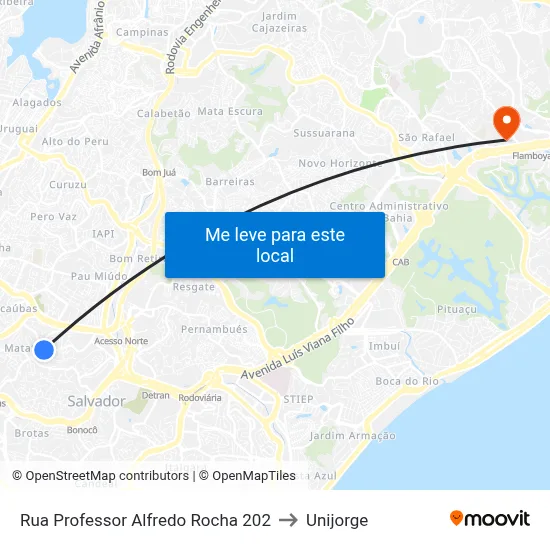 Rua Professor Alfredo Rocha 202 to Unijorge map