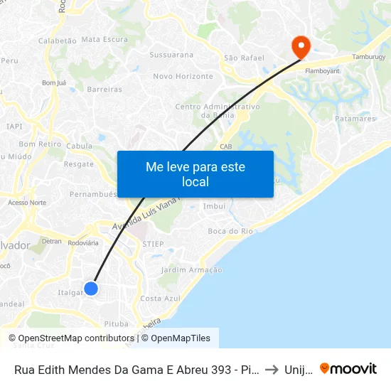 Rua Edith Mendes Da Gama E Abreu 393 - Pituba Salvador - Ba Brasil to Unijorge map