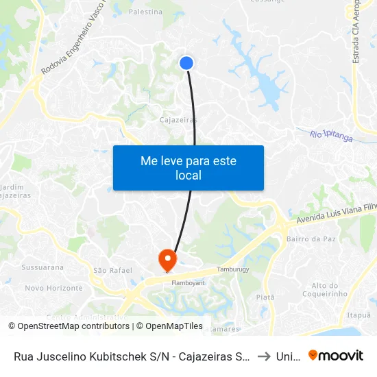 Rua Juscelino Kubitschek S/N - Cajazeiras Salvador - Ba 41330-030 Brasil to Unijorge map