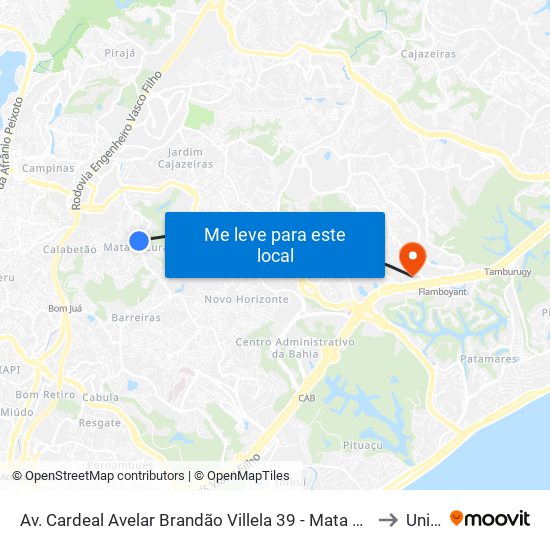 Av. Cardeal Avelar Brandão Villela 39 - Mata Escura Salvador - Ba 41205-006 Brasil to Unijorge map