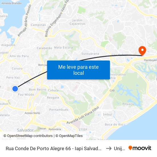 Rua Conde De Porto Alegre 66 - Iapi Salvador - Ba 40330-200 Brasil to Unijorge map