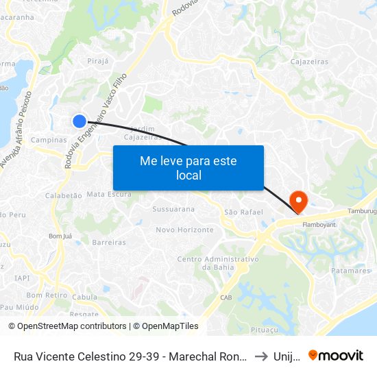 Rua Vicente Celestino 29-39 - Marechal Rondon Salvador - Ba Brasil to Unijorge map
