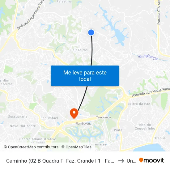 Caminho (02-B-Quadra F- Faz. Grande I 1 - Fazenda Grande I Salvador - Ba 41330-020 Brasil to Unijorge map